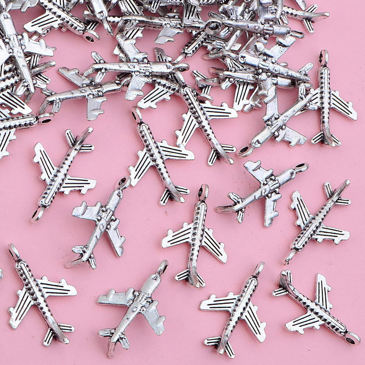 100 Pieces Antique Silver Aircraft Plane Pendant Charms Alloy Airplane Dangle Charms Craft Supplies for DIY Necklace Bracelet Jewelry Making Findings