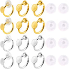 12pcs 2 Colors Clip-on Earring Converters Brass Earring Clips Components with 6 mm Flat Round Pad and 12pcs Clear Earring Cushions for Non-Pierced Ears DIY Jewelry Making Supplies