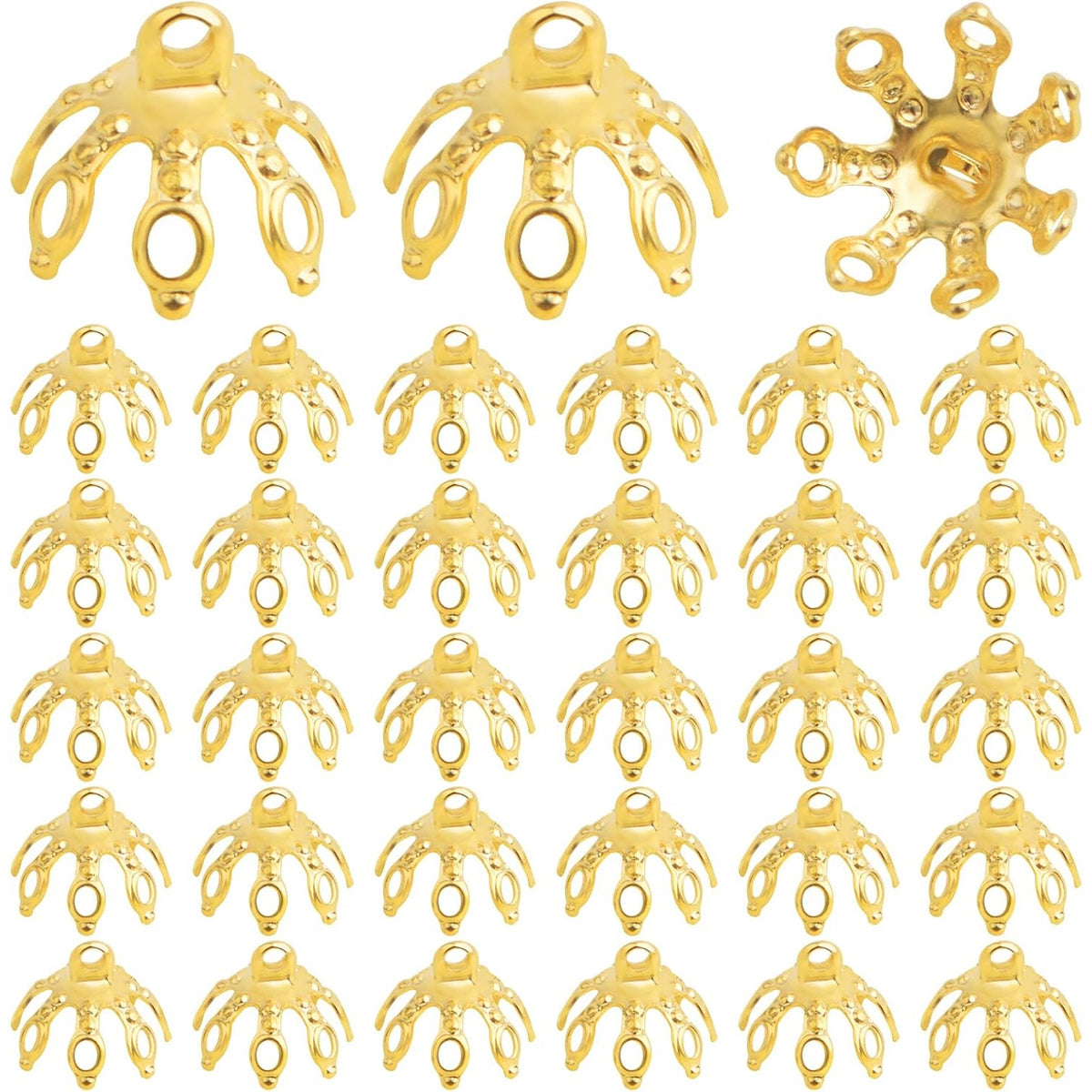 50pcs 24K Golden Plated Filigree Flower Bead Caps Brass Bell Shape Hollow Flower Spacer Bead Caps Accessories for DIY Necklace Earrings Stone Jewelry Making Supplies