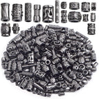 100 Gram Mixed Styles Column Spacer Beads Alloy Barrel Tube Bar Shape Loose Charm Beads Accessories for DIY Bracelet Jewelry Making Craft Decor, Gun Black
