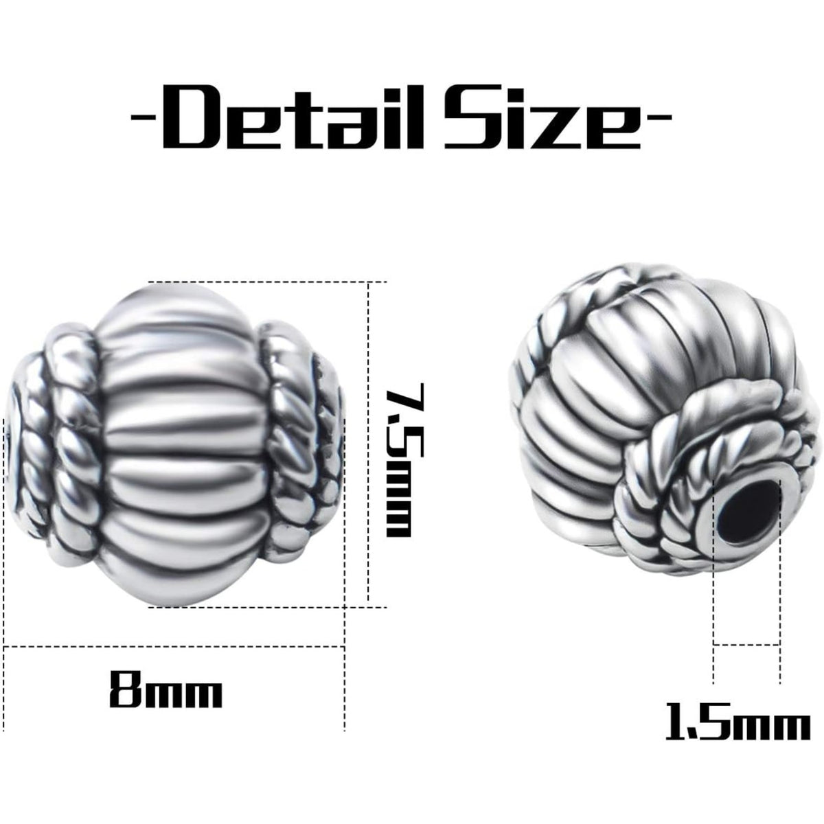 50pcs 8mm Tibetan Spacer Beads Loose Spacer Bead European Style Spacers Beads Bicone Jewelry Beads for Bracelet Necklace Jewelry Making Supplies