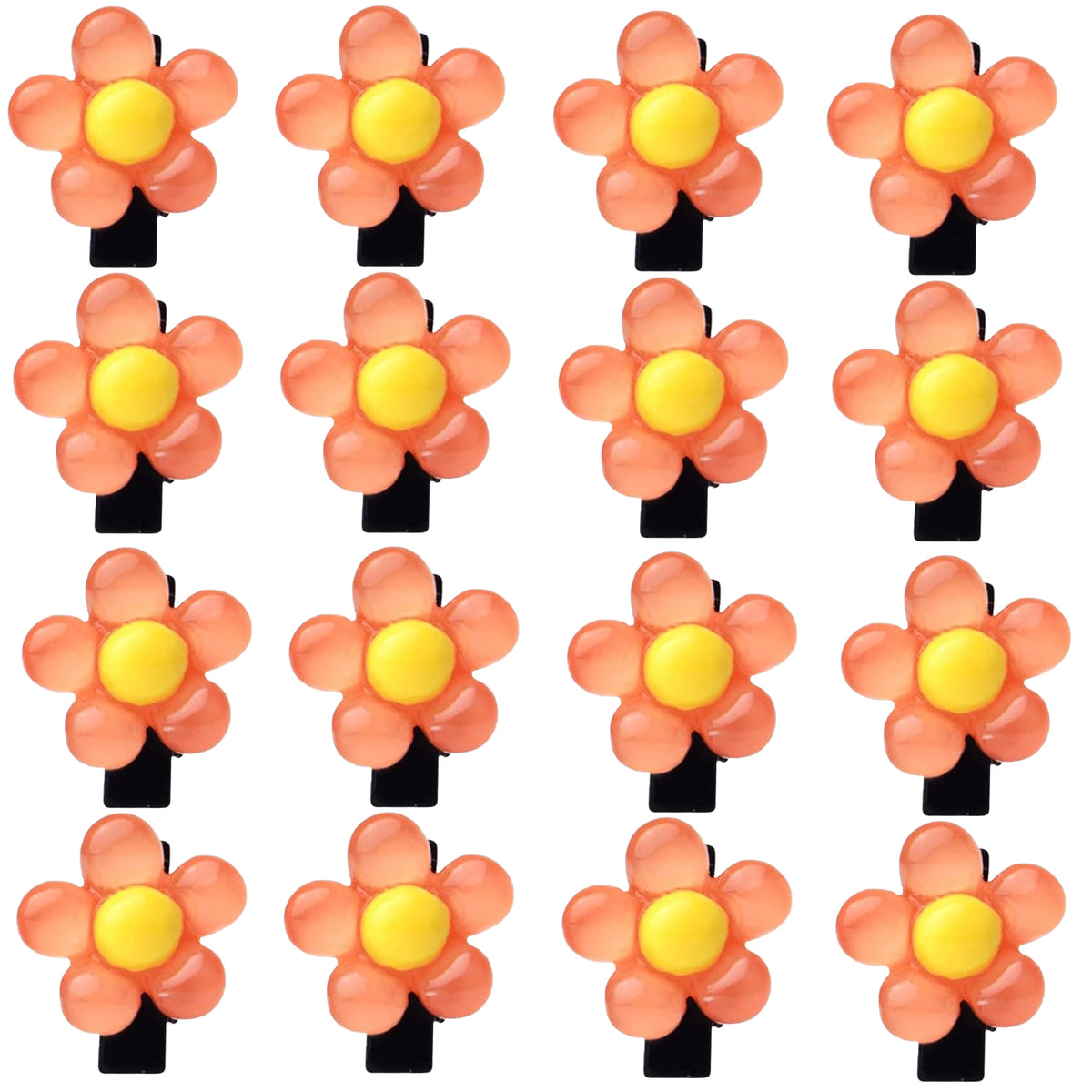 16 Pieces Mixed Colors Mini Flower Hair Clips Acrylic Lovely Hairclips Metal Alligator Hairpins Flower Hair Barrettes Hair Accessories for Women Ladies Decoration