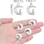 50pcs Antique Silver Crescent Moon with Cat Shape Charms Tibetan Alloy Cat On Moon Pendants Half Moon Celestial Dangle Charms for DIY Necklace Bracelet Earrings Jewelry Making