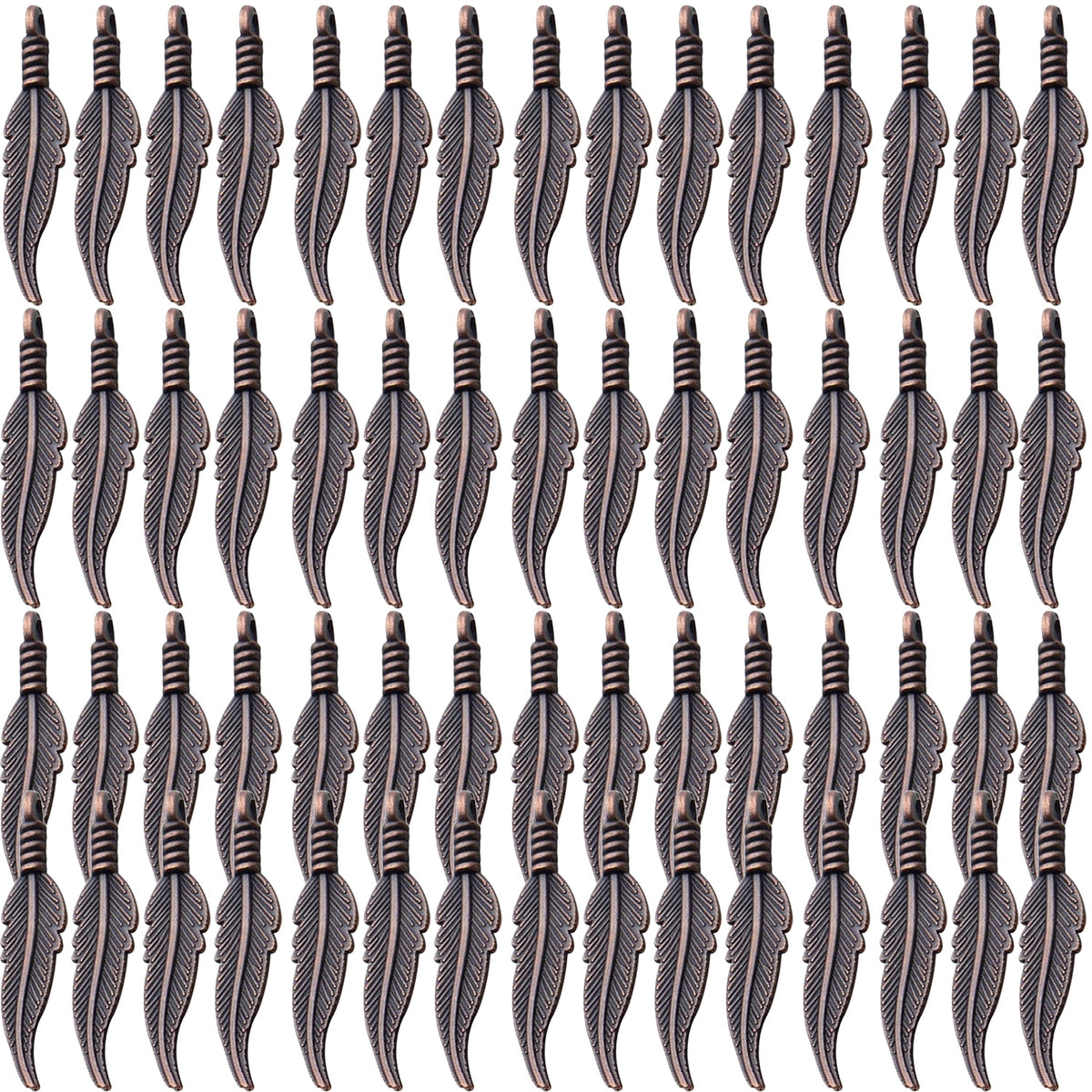 60pcs Craft Supplies Feather Charms Pendants Tibetan Alloy Leaf Charms for DIY Earring Necklace Jewelry Making Accessory,6 Colors