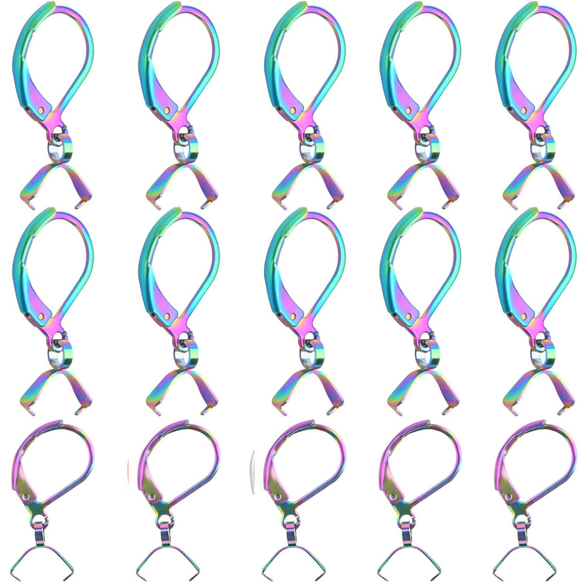 20pcs Stainless Steel D-shaped Earring Hooks Hypoallergenic Leverback Ear Wires Hooks with Pinch Bail Clasps Earring Supplies for DIY Dangle Jewelry Making, 5 Colors
