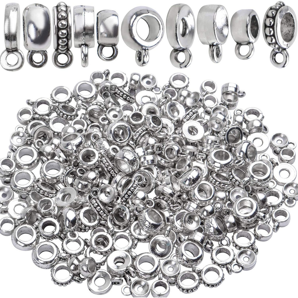 100g (About 100-150pcs) Tibetan Silver Bail Beads Jewelry Connector Bails Beads for Necklace Bracelet Jewelry Making,5 Styles