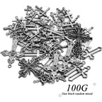 100g Rosary Cross Charms Alloy Rosary Center Charm Jewelry Charms Crucifix Cross Pendants for Necklace Earring DIY Jewelry Making Crafts Supplies