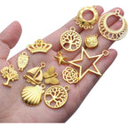 Mixed Theme Pendant Charms, 100 Gram Wholesale Bulk Charms Mixed Alloy Pendants Celestial Flower Tree Animal Charms Jewellery Accessory for Necklace Bracelet Earrings DIY Crafting, Golden