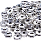 Metal Spacer Beads,200pcs Flat Round Disc Rondelle Spacer Beads Metal Rondelle Beads Spacers for Jewelry Making(6mm) - Silver and Golden