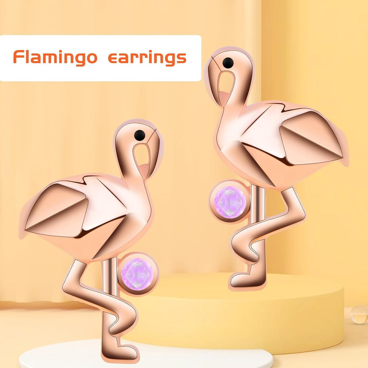 S925 Sterling Silver Flamingo Stud Earrings Large Waterfowl Tropical Bird Flamingo Earring Posts Hawaiian Summer Beach Gifts with Screw Ear Backs for Women