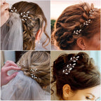 6pcs Pearl Rhinestone Hairpins Clips U-shaped Pearl Embellished Bobby Pins Headpiece Bridal Hair Accessories with a Plastic Box for Women Bride Bridesmaid Wedding Birthday, 2 Colors