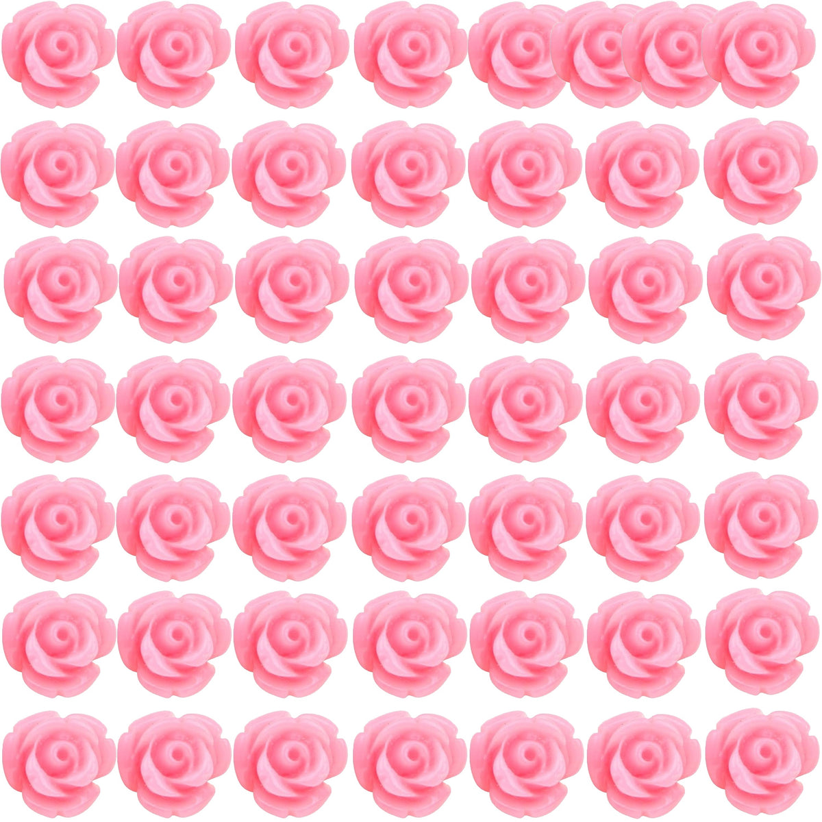 50pcs 8 mm Rose Flower Beads Lovely Coral Roseflower Beads Flower Shape Loose Beads for DIY Earrings Jewelry Making Craft Decor, 5 Colors