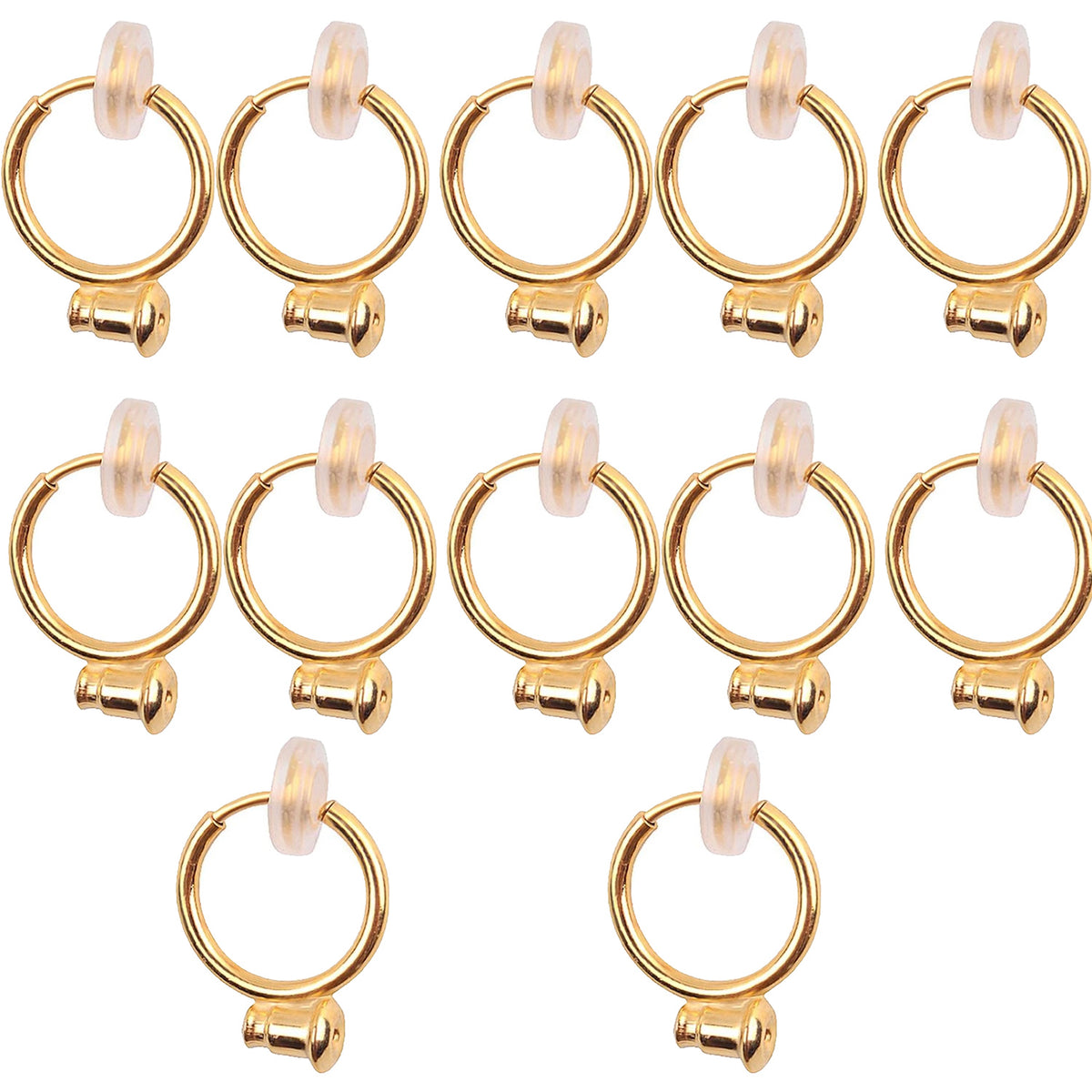 12 Pieces Clip-on Earring Converter Components with Post and 12 Pieces Silicone Earring Pads for None Pierced Ears, 2 Colors