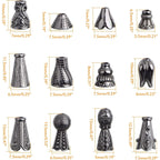 100 Gram (About 110-150pcs) Assorted Styles Cone Bead Caps Tibetan Alloy Flower Spacer Bead Caps Tassel End Caps for DIY Crafts Jewelry Making Supplies, Gun Black