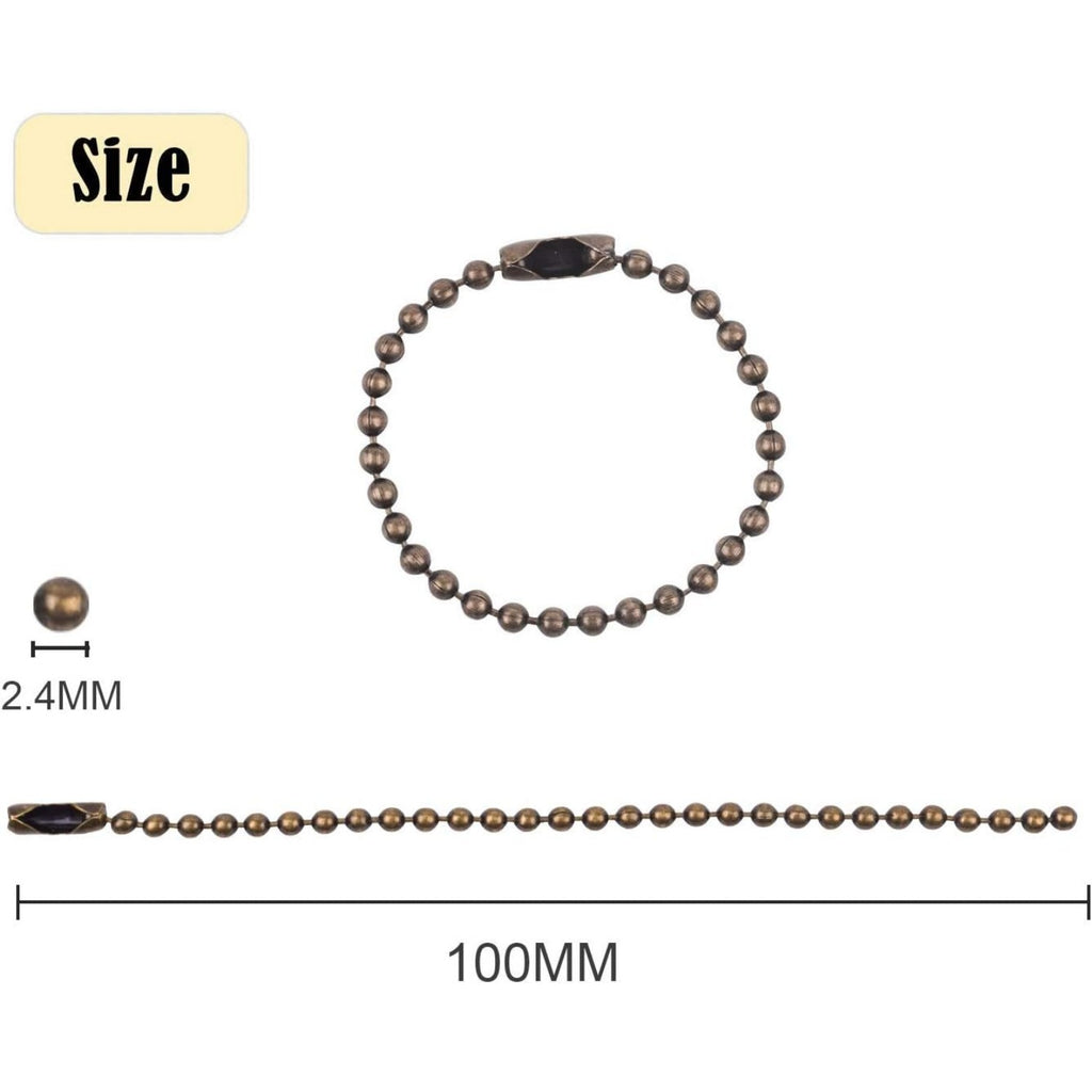 150pcs 100mm Long Bead Connector Clasp 2.4 mm Diameter Ball Bead Chains Keychain Tag Key Rings