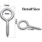 Eye Hooks Screw-in,100pcs Metal Eyes Hooks Eyelets Screw Threaded Self Tapping Eyelet Hooks 27x13mm for Resin Crafts Projects Outdoor Indoor Hanging