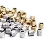 Hair Tube Beads,100pcs Golden and Silver Hair Dreadlock Beads Plastic Braid DIY Beads Large Hole Beads for Men Women Hair Beard Moustache Decoration,9x9x6mm