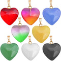 16pcs 8 Colors Heart Charms Transparent Spray Painted Heart Shape Glass Pendants with Golden Plated Metal Pinch Clasps for DIY Necklace Jewelry Making Valentine's Day Gift