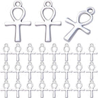100pcs Antique Silver Double Sided Cross Charms Tibetan Alloy Religious Crucifix Crosses Pendants for DIY Crafts Necklace Bracelet Jewelry Making Sunday School Party Favors
