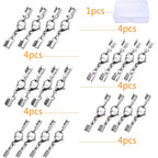 20pcs Lobster Claw Clasps with Cord Ends Stainless Steel Leather Fold Over Necklace Cord End Caps Connector with a Plastic Box for DIY Bracelets Chokers Jewelry Making, 5 Sizes