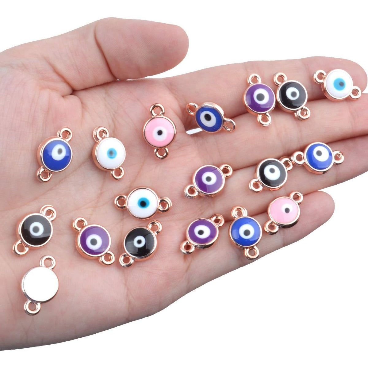 50pcs Evil Eye Connectors Pendants Bracelet Connector Bead Charms for Bracelet Necklace Crafts DIY