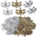 60pcs Lotus Charm Pendants Alloy Lotus Flower Beads Charms Flower Charms Crafts Supplies for DIY Necklace Earrings Jewelry Making Findings Accessory