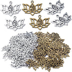 60pcs Lotus Charm Pendants Alloy Lotus Flower Beads Charms Flower Charms Crafts Supplies for DIY Necklace Earrings Jewelry Making Findings Accessory