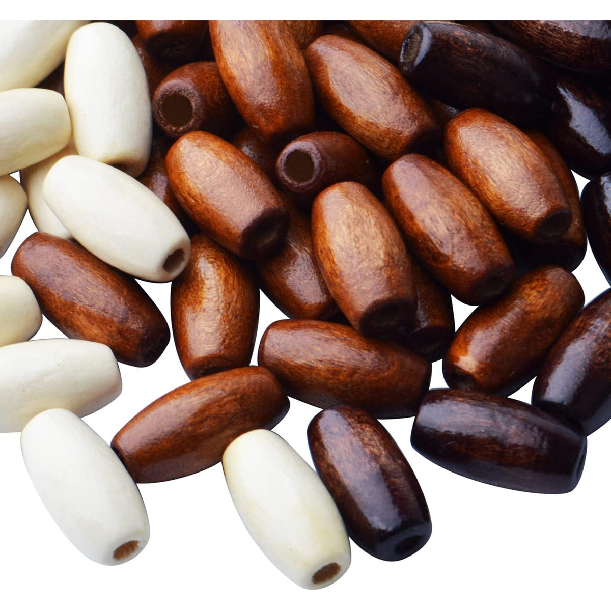 Oval Wood Beads,120pcs Natural Wooden Beads Hair Wood Beads Wooden Loose Bead Spacers for Jewelry Making DIY Bracelet Necklace Hair Crafts,3 Colors