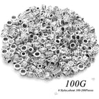 100g (120-220pcs) Tibetan Silver Bail Beads Jewelry Connector Bails Beads for Necklace Bracelet Jewelry Making,6 Styles