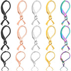 20pcs Stainless Steel D-shaped Earring Hooks Hypoallergenic Leverback Ear Wires Hooks with Pinch Bail Clasps Earring Supplies for DIY Dangle Jewelry Making, 5 Colors