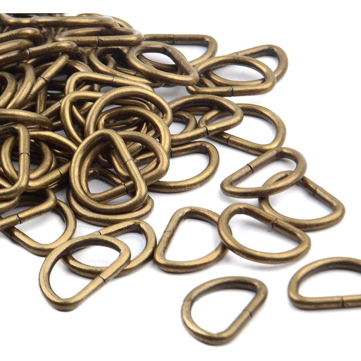 100 Pieces 1/2inch Metal Bronze D Ring Buckles D-Ring Loop for Handbag Purse Clothes DIY Accessories