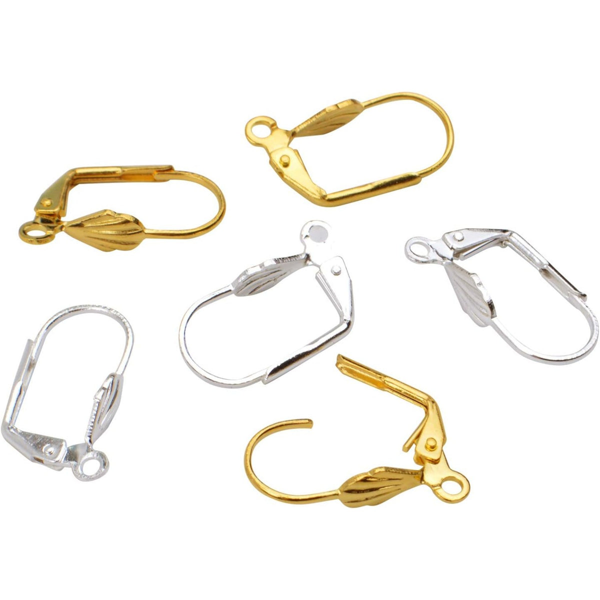 Hypoallergenic Earring Hooks, 100pcs Brass Leverback Shell Earrings French Hook Ear Wire with Open Loop for Jewelry Making, 2 Colors