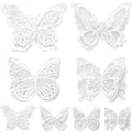 12pcs 4 Styles Lace Butterfly Applique Double Layers Butterfly Embroidered Patches Butterfly Appliques for DIY Crafts Sewing Clothes Dress Hair Ornaments Wedding Decor(White)