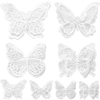12pcs 4 Styles Lace Butterfly Applique Double Layers Butterfly Embroidered Patches Butterfly Appliques for DIY Crafts Sewing Clothes Dress Hair Ornaments Wedding Decor(White)