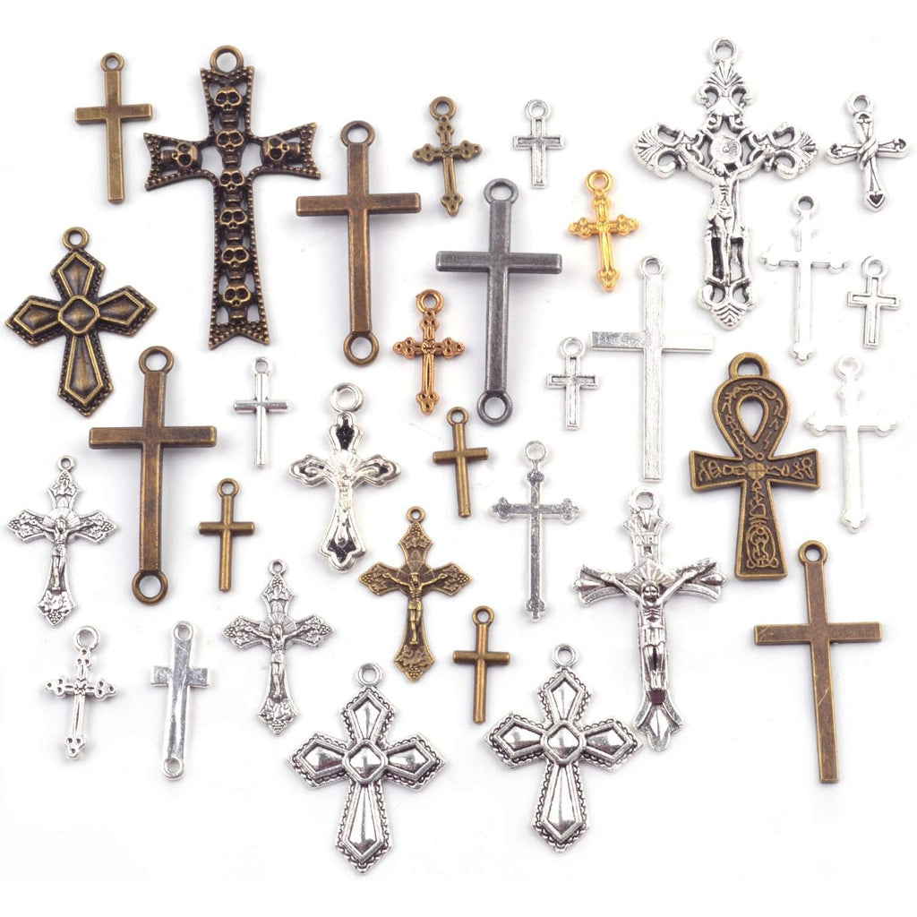 100g Mixed Crosses Charms Pendants for Jewelry Making, DIY Necklace, Bracelets, Earrings