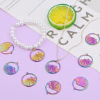 10pcs Stainless Steel Round Mountain Range Ocean Charms Hypoallergenic Hollow Sea Mountain Dangle Pendants for DIY Necklace Bracelet Jewelry Making Supplies, Rainbow Color