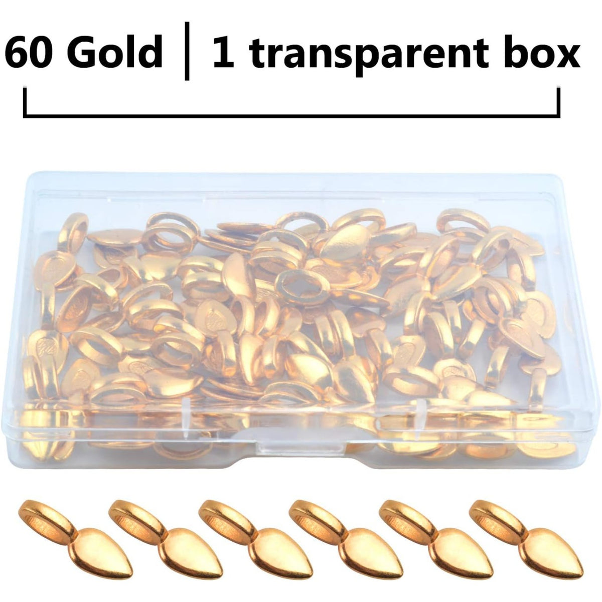 60Pcs Gold Oval Spoon Scrabble Leaf Glue On Flat Rocks Earring Pad Pendant Bails Cabochon Setting for Fitting Glass Cabochon Tiles Necklaces Pendants DIY Jewelry Making with 1Pcs Box