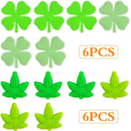 6pcs 2 Colors Maple Leaf Silicone Beads and 6pcs 2 Colors Four Leaf Clover Silicone Focal Beads Cartoon Plant Loose Beads Bulk for Pen Keychain Lanyards Necklace Bracelet Handicrafts