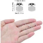 100pcs 3 mm Stainless Steel Cube Spacer Beads Tiny Slide Square Spacer Beads Smooth Handicraft Loose Beads for DIY Bracelet Necklace Earrings Jewelry Making, Hole: 1.5 mm