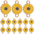30pcs Enamel Flower Charms Connectors Links Yellow Alloy Floral Sunflower Daisy Flower Dangle Pendants with Double Loops for DIY Bracelet Earring Necklace Jewelry Making