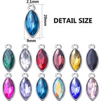 24pcs Crystal Birthstone Charms Leaf Shape Charm Pendants Crystal Beads Pendants Crystal Charm for DIY Jewelry Necklace Earrings Bracelet Making Supplies, 9mm×20mm, 12 Colors