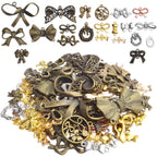 Bow Pendant Charms, 100 Gram(About 50-80pcs) Alloy Bow Tie Pendant Mixed Bow Pendant Handmade Bowknot Charms Crafts for Bracelet Necklace Jewelry Making, 10-70mm