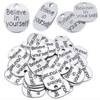 Inspirational Words Charm, 30pcs Inspirational Message Pendant believe in yourself Charms Beads Craft Supplies for Jewelry Making