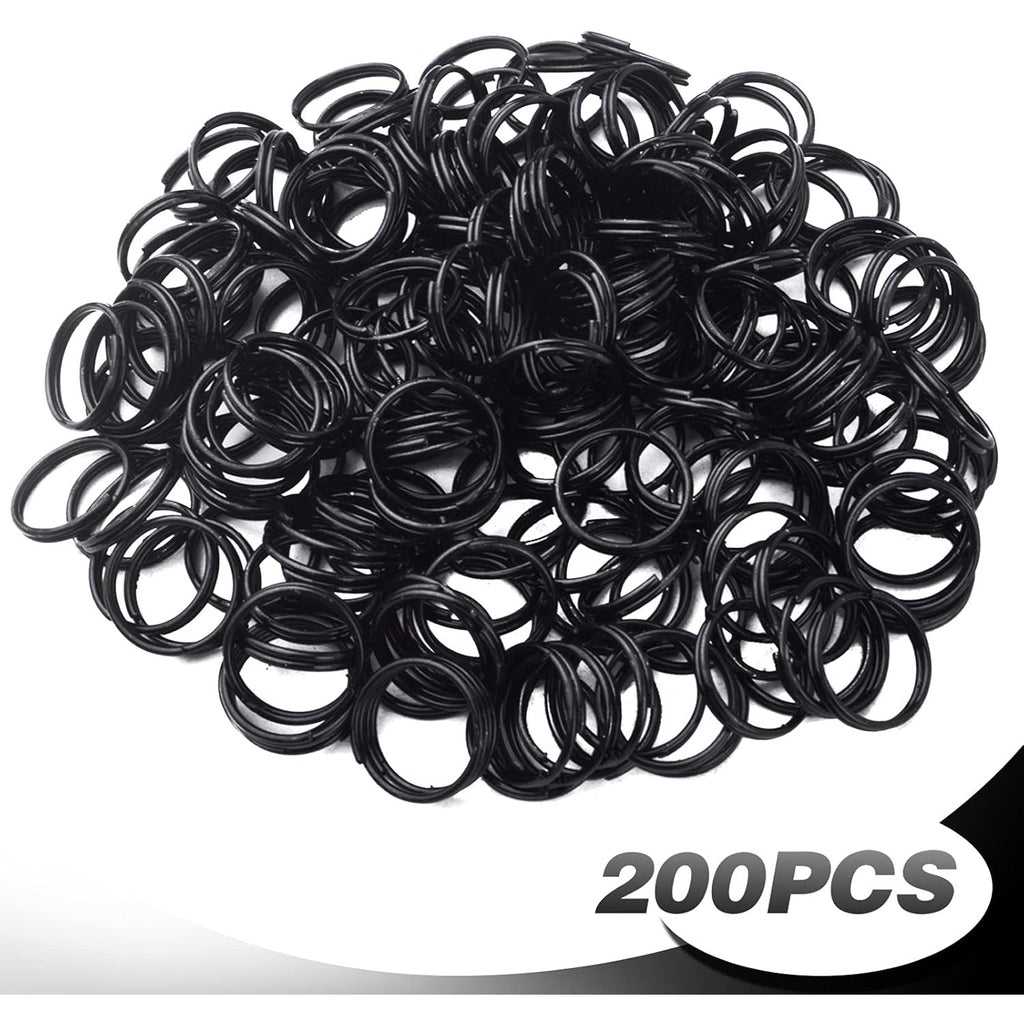 200pcs 10 mm Split Rings Alloy Double Loop Jump Rings Keychain Ring Connectors for DIY Arts Crafts Organization Home Car Office Keys Attachment, Black