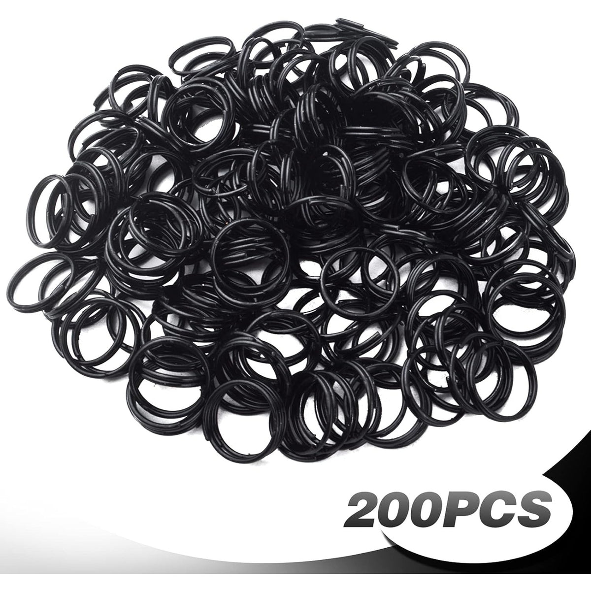200pcs 10 mm Split Rings Alloy Double Loop Jump Rings Keychain Ring Connectors for DIY Arts Crafts Organization Home Car Office Keys Attachment, Black
