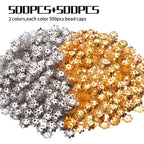 1000pcs 7.5mm Flower Bead Caps Metal Filigree Spacers Bali Style Jewelry Findings Accessories for Bracelet Necklace Jewelry Making