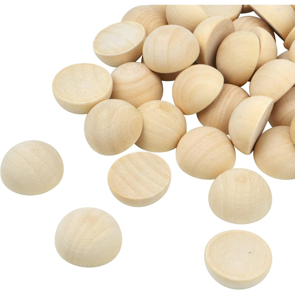 50 Pieces Half Wooden Balls Unfinished Split Wood Balls Half Round Wooden Beads Natural Mini Hemisphere for DIY Arts Craft Christmas Decoration Ornaments(20mm)