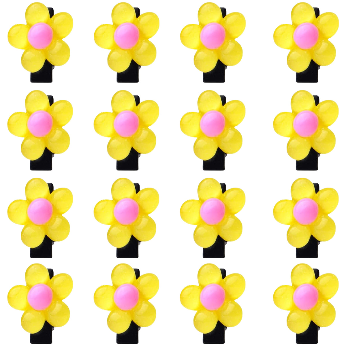 16 Pieces Mixed Colors Mini Flower Hair Clips Acrylic Lovely Hairclips Metal Alligator Hairpins Flower Hair Barrettes Hair Accessories for Women Ladies Decoration