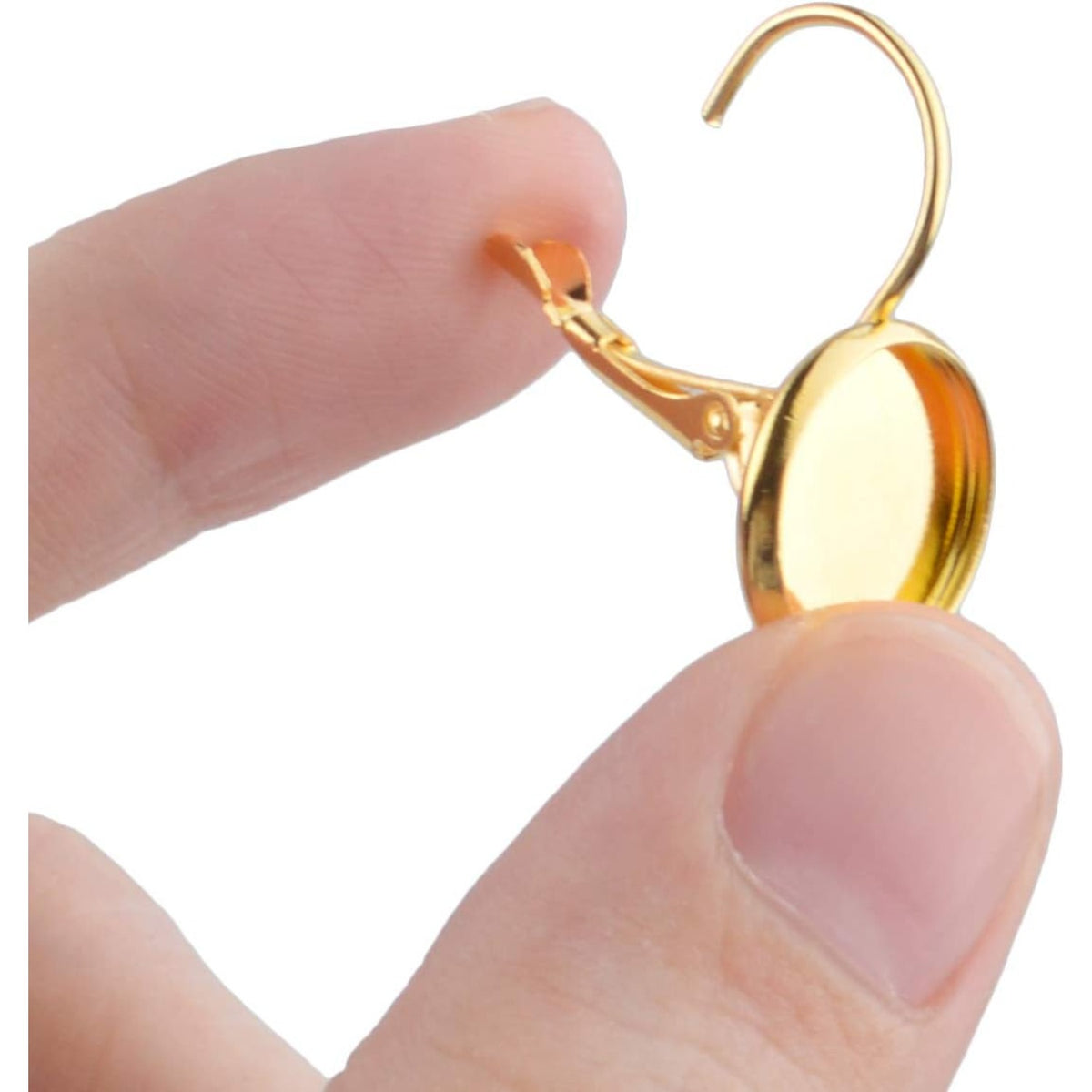 Hook Earring Cabochon Settings, 20 Pieces Lever Back Hook Earrings with Flat Round Tray Blank Cabochon Setting Ear Wires for Earring Designs(12 mm)