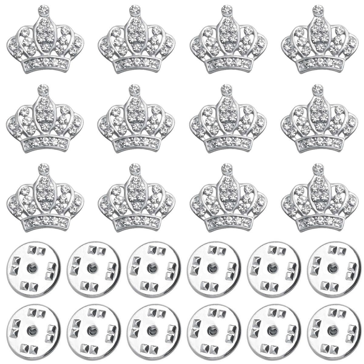 12pcs Tiara Crown Brooch Pins with Shiny Rhinestones Metal Crown Brooches Clips Accessories for Women Clothing Cardigan Dresses Shirts Shawl Decoration, 2 Colors
